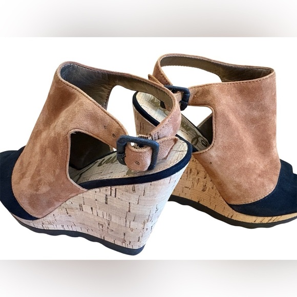 New Sam Edelman women’s wedge sandals suede leather upper cork heels Size 6.5 - Picture 2 of 8